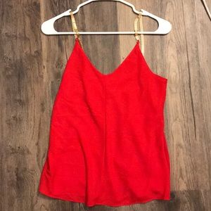 Express red chain strap tank